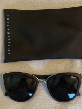Quay Australia - Black and Silver Cat Eye Sunglasses